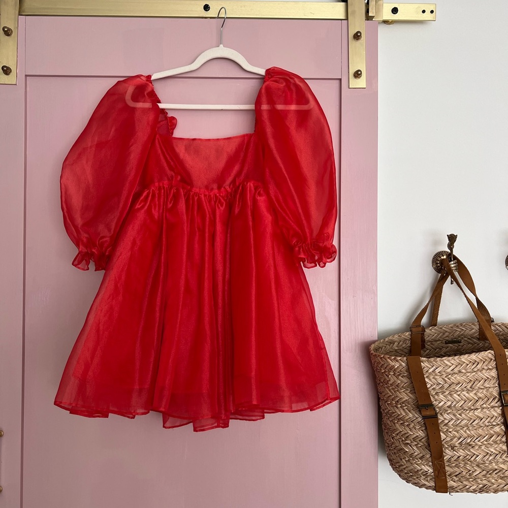 Winter Red Puff Dress Selkie XS